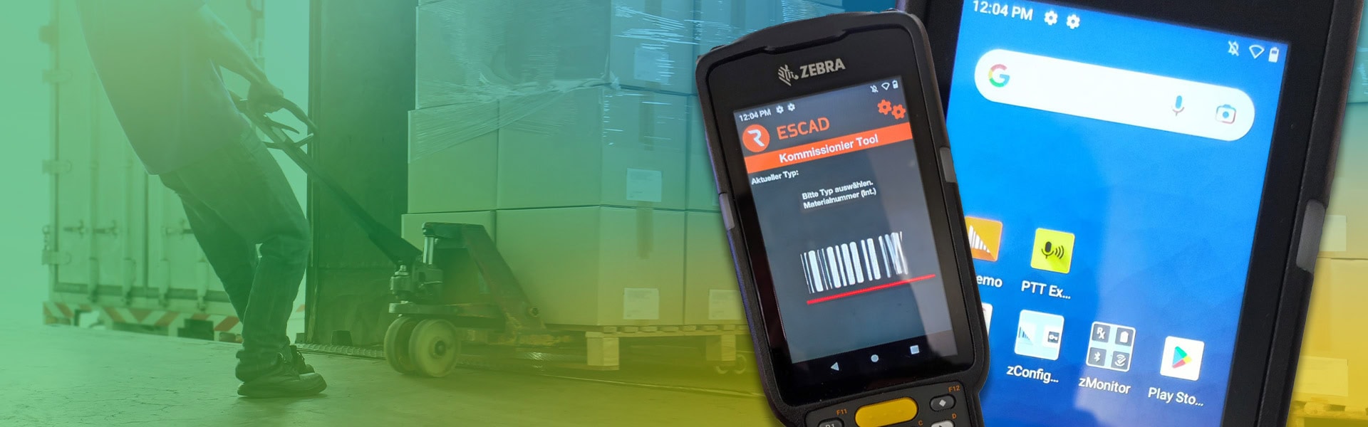 Oberfläche einer App, die für einen Barcode-Scanner programmiert wurde