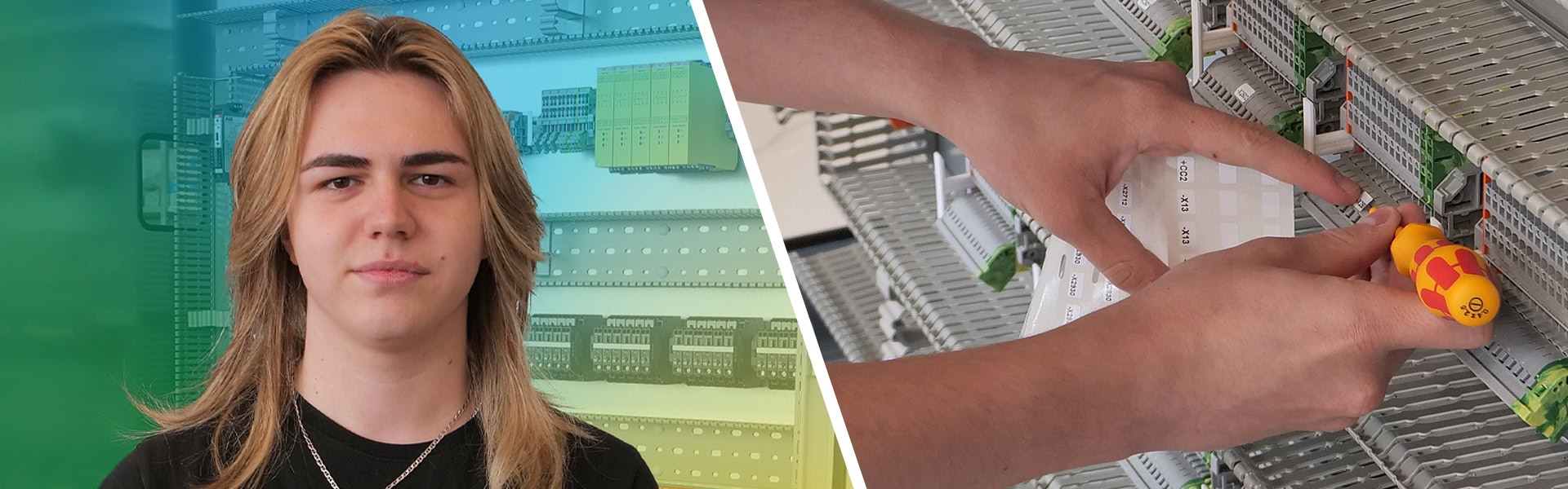 Kay Gradwohl beschriftet die einzelnen Schaltschrankmodule