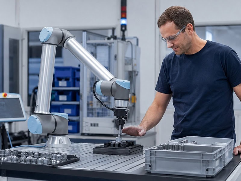 Techniker an einer Roboterzelle